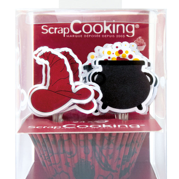 24 CAISS.+ 24 CAKE TOPPERS SORCIER