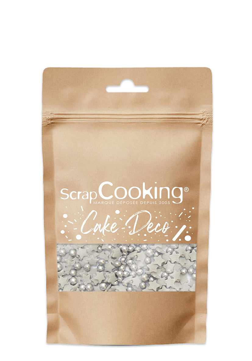 Décors sucrés étoiles/perles argentées 55g