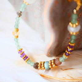 Bracelet SAUMYA en aventurine, améthyste et citrine