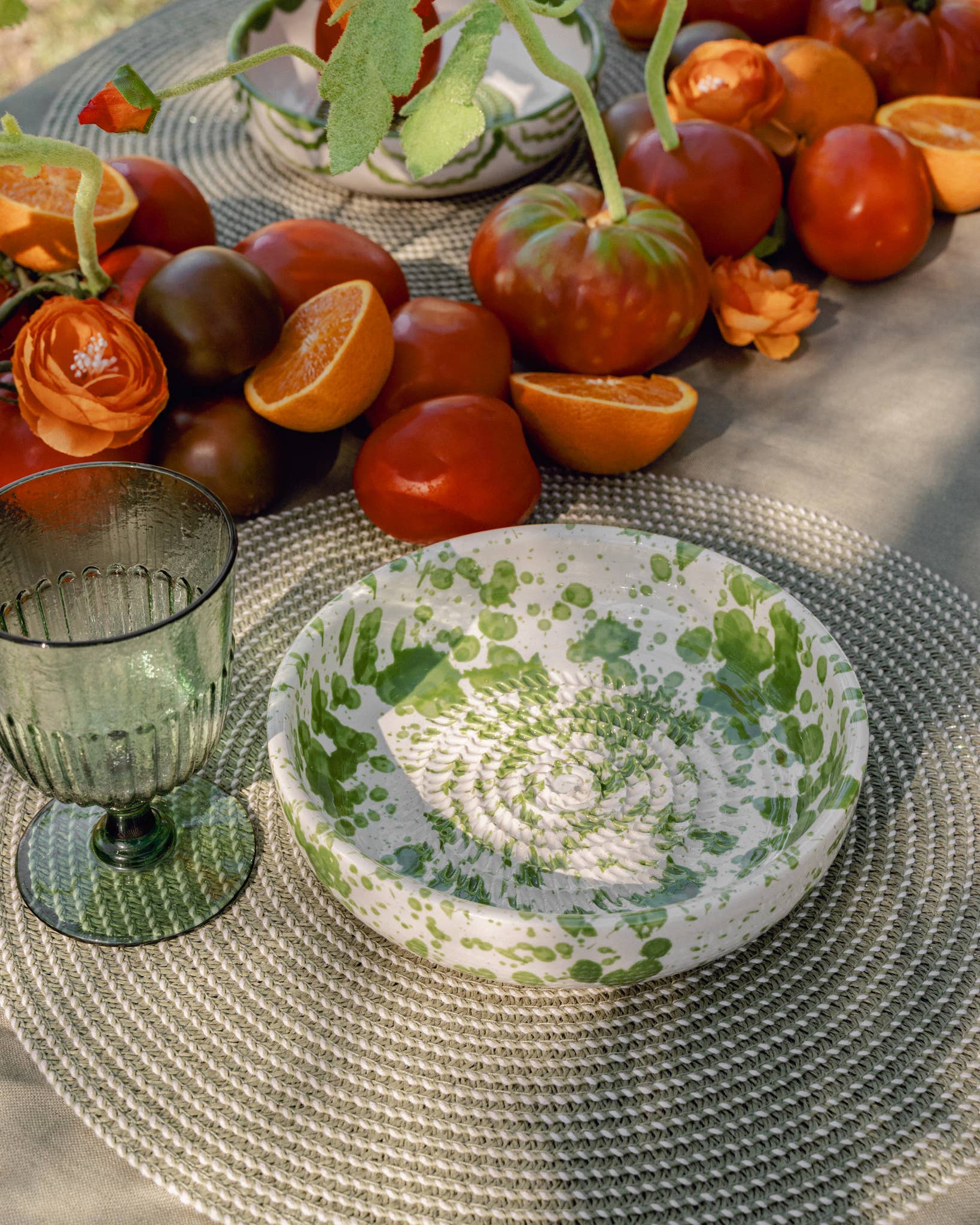 Assiette râpe-ail - Grande céramique verte - Vert mousse