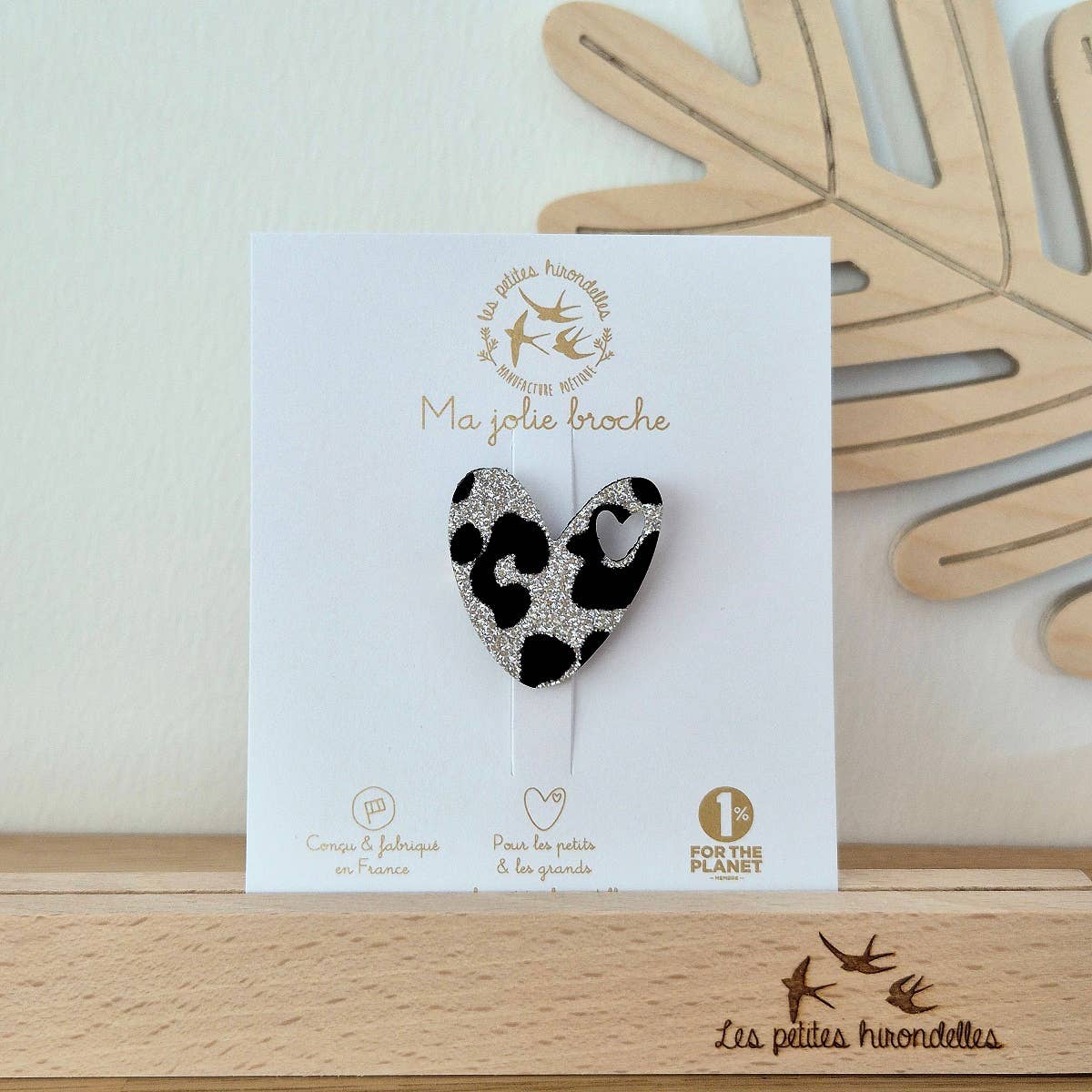 Broche en paillettes - Coeur: Rouge