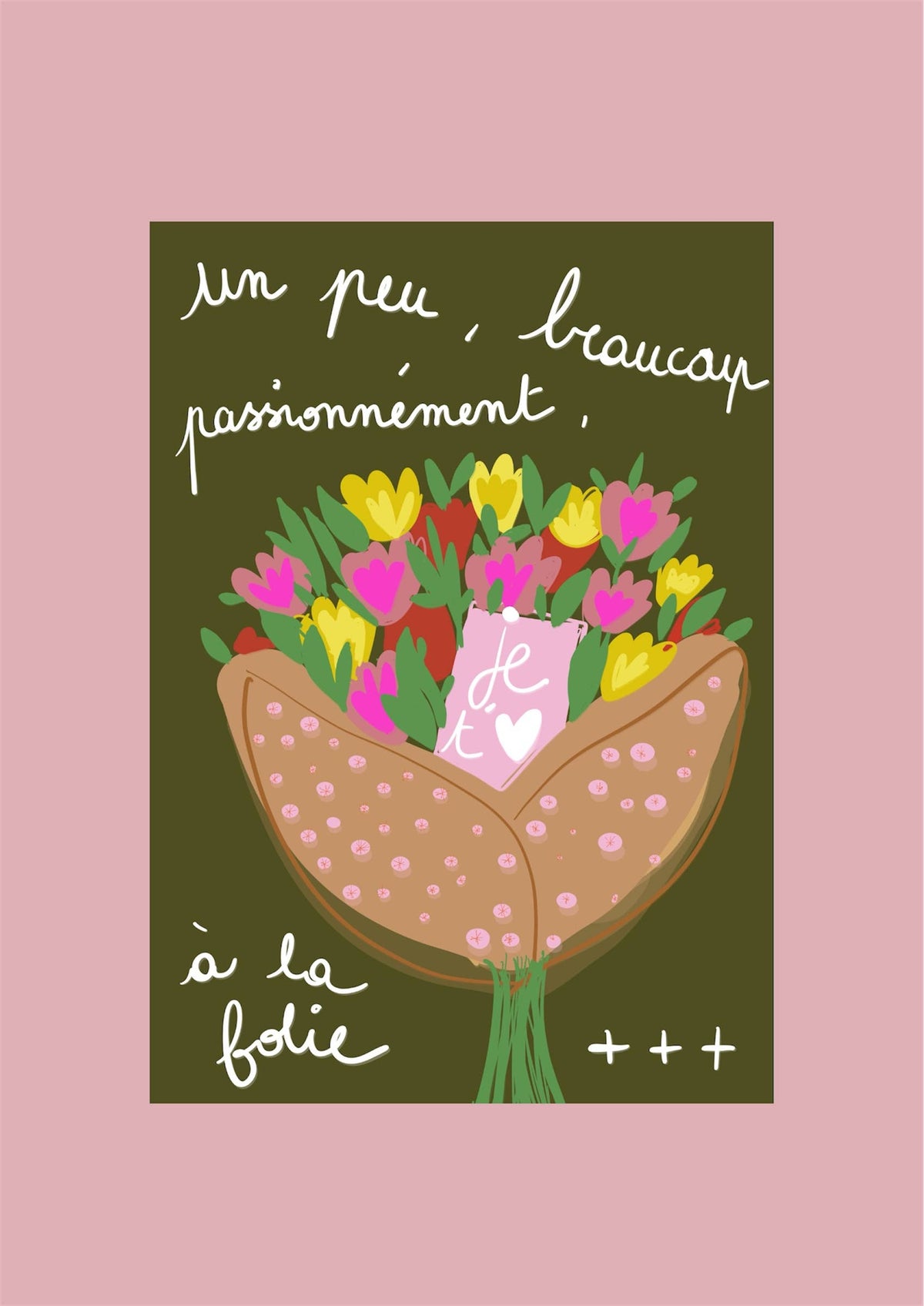 Carte postale bouquet je t'aime: Lot de 10 cartes avec enveloppes