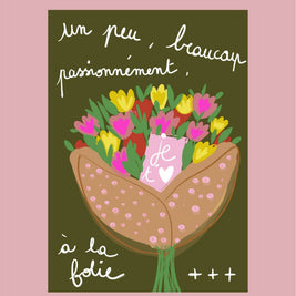 Carte postale bouquet je t'aime: Lot de 10 cartes avec enveloppes