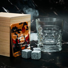 Verre japonais avec boîte cadeau, glaçons en granit et sous-verre |326: Un verre