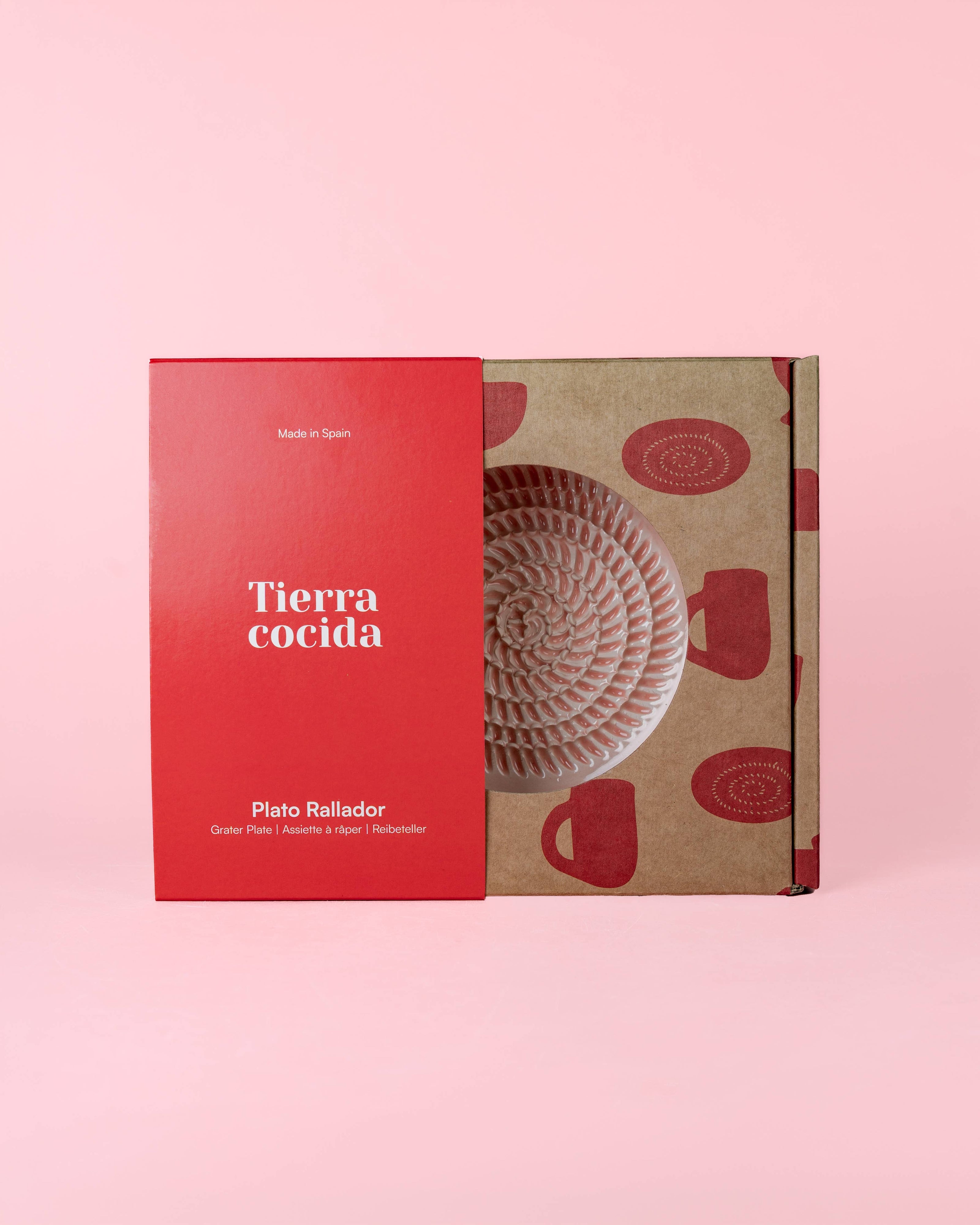 Assiette râpe-ail en céramique - rose moyen et rouge - Sweetheart