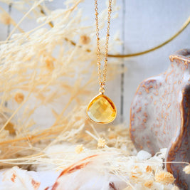 Collier Justine en acier inoxydable avec citrine
