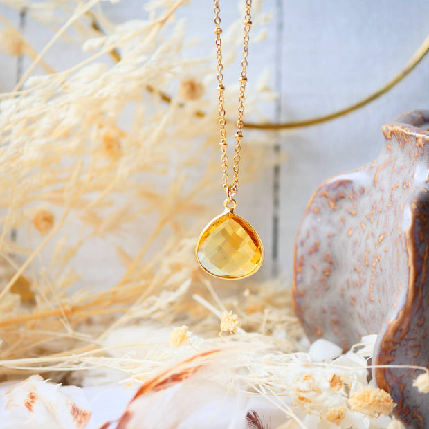 Collier Justine en acier inoxydable avec citrine