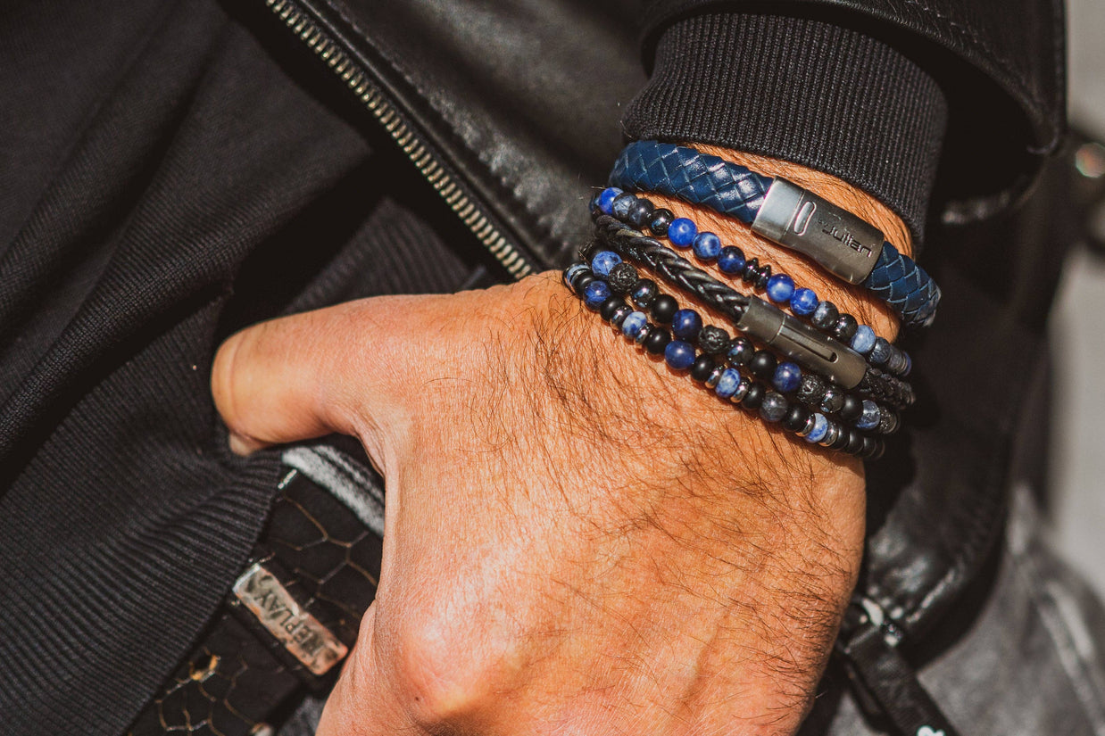 Enam mix bleu et noir: L- 19 cm