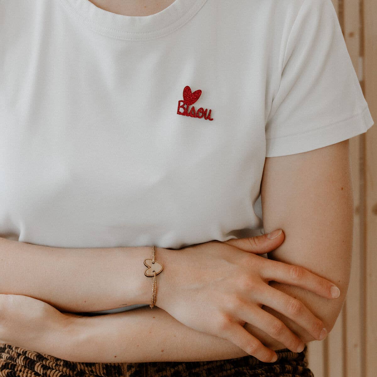 Pin's en paillettes - Bisou: Rouge