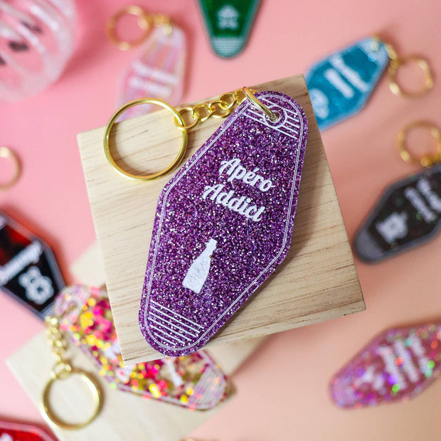 Porte clés Apéro Addict: Pailettes Pêche