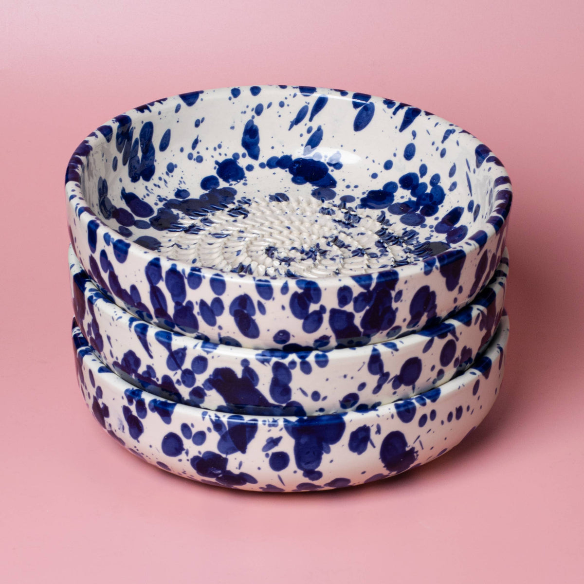 Assiette râpe à ail - Grande en céramique bleue - Perse