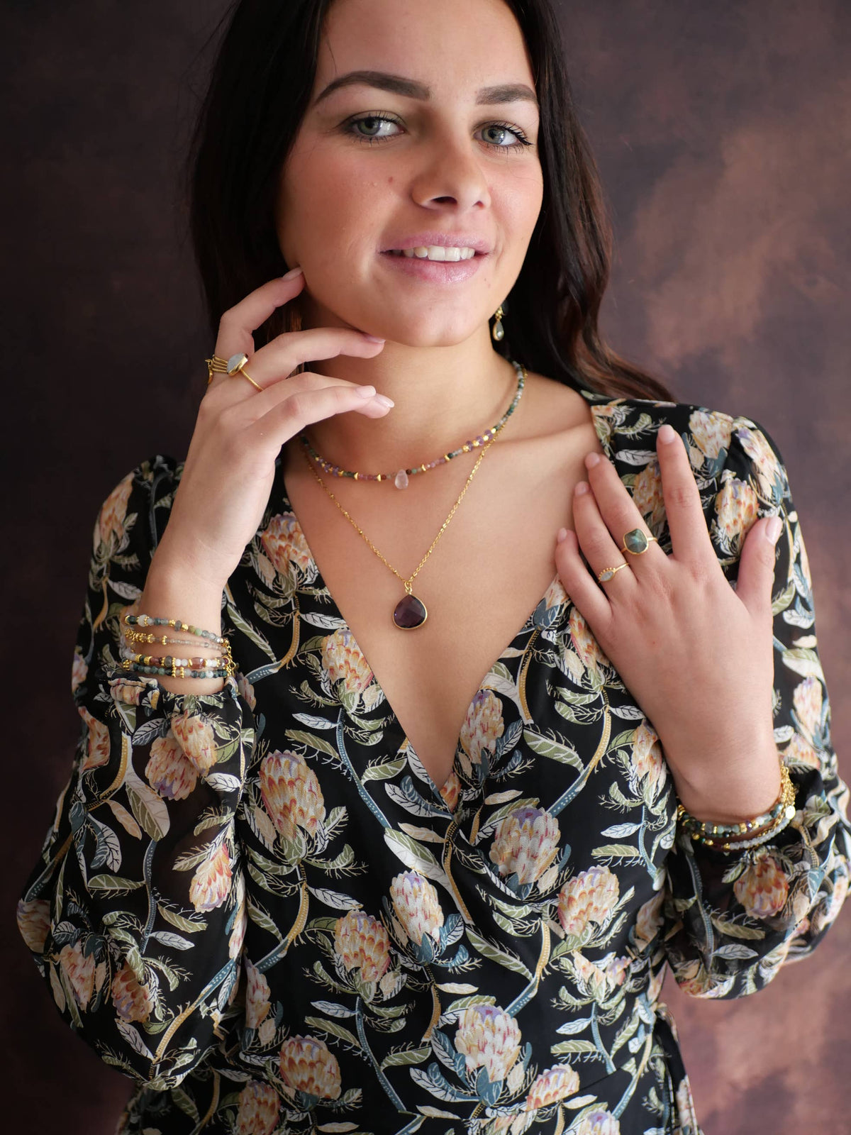 Collier Justine en acier inoxydable avec améthyste