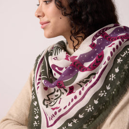 FOULARD LAINE TIGER IN THE PALMERAIE FIGUE