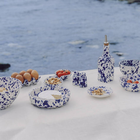 Assiette râpe à ail - Grande en céramique bleue - Perse