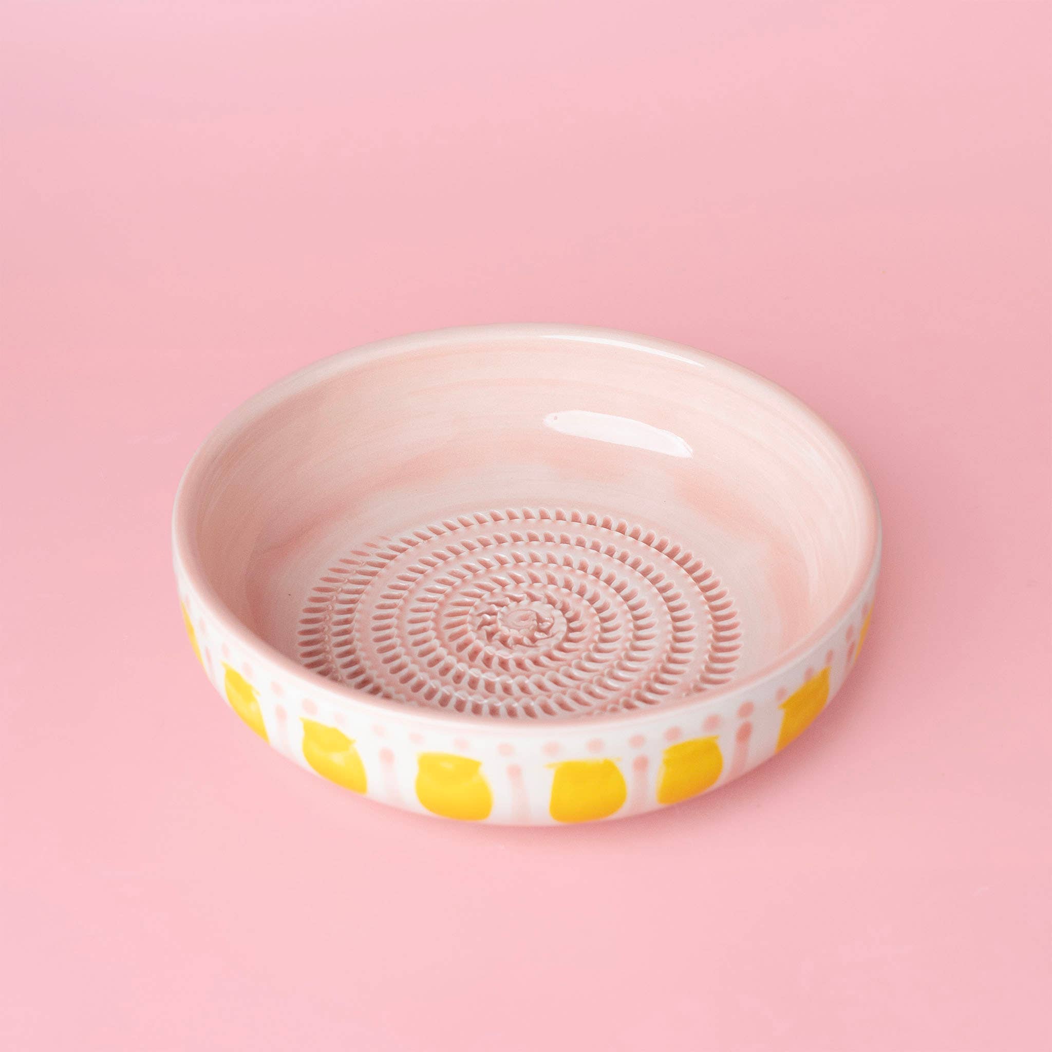 Assiette râpe à ail - Grande céramique rose - Valentina