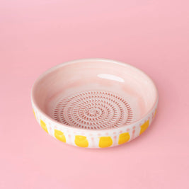 Assiette râpe à ail - Grande céramique rose - Valentina