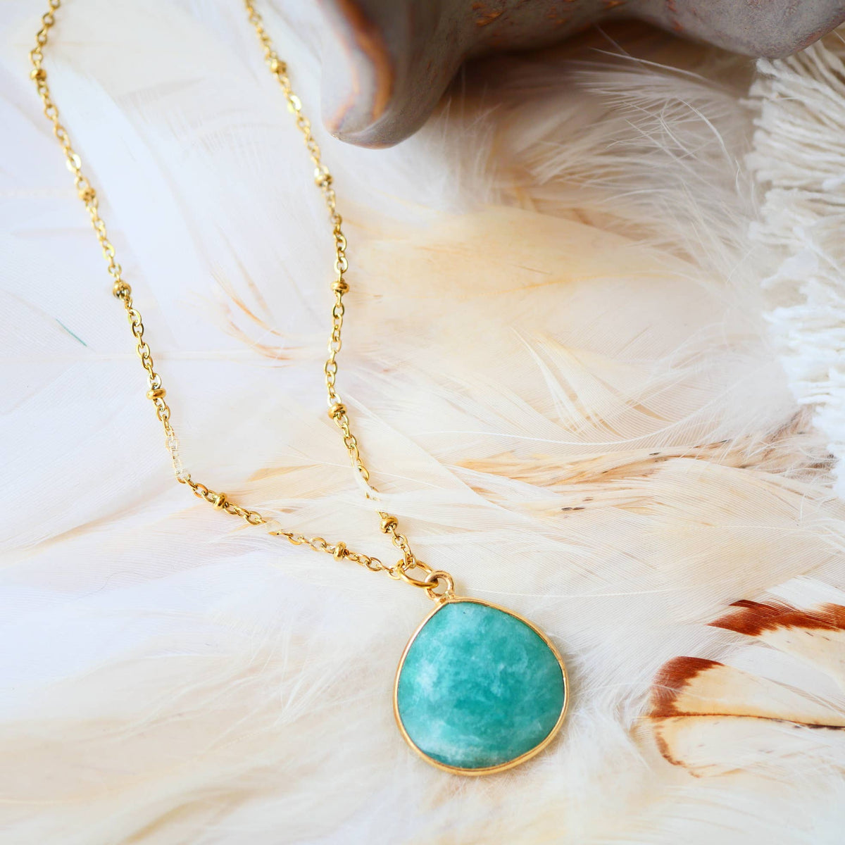 Collier Justine en acier inoxydable avec amazonite