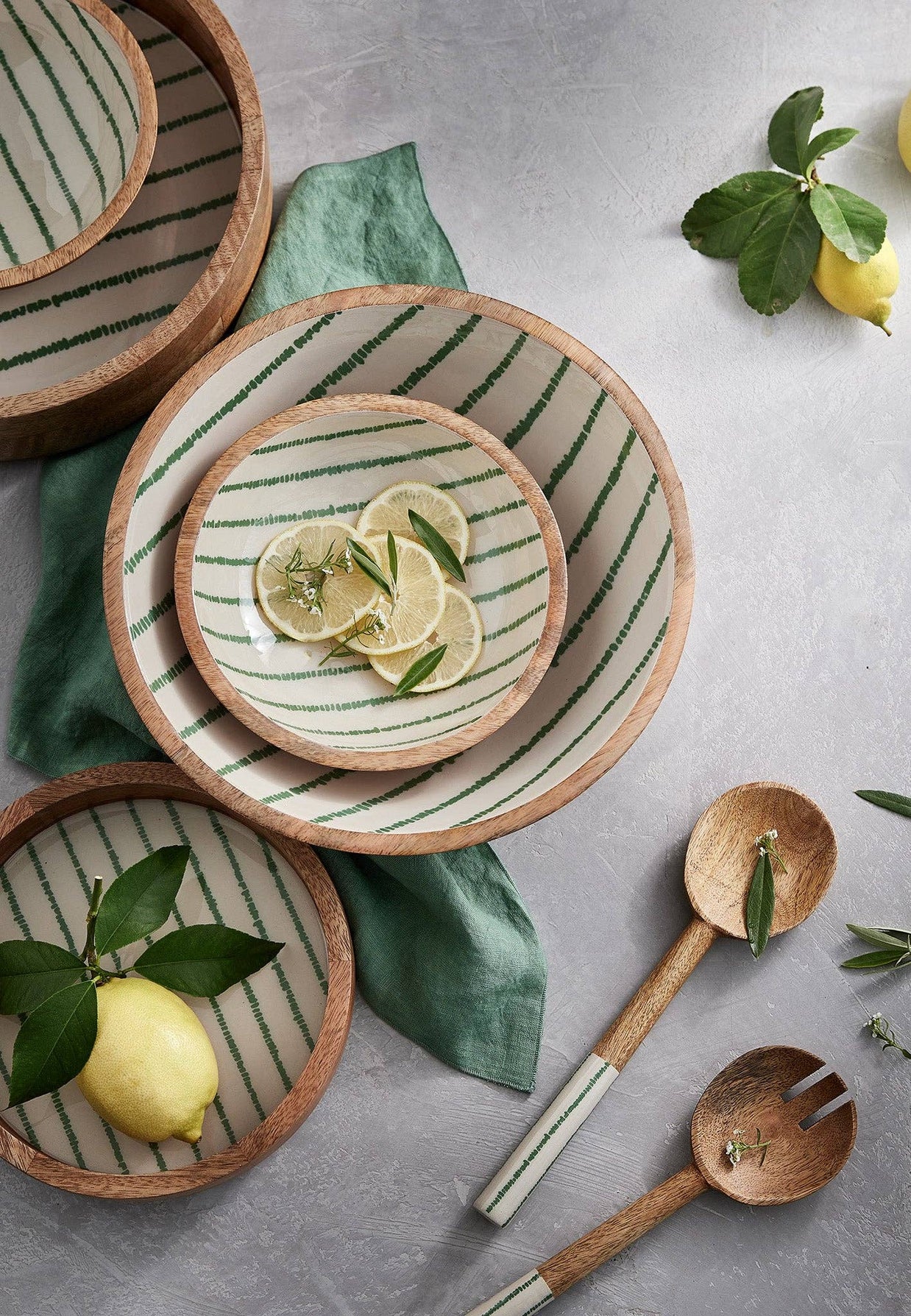 Bol en bois de manguier SINGITA | grand modèle: Rayure citron / OS