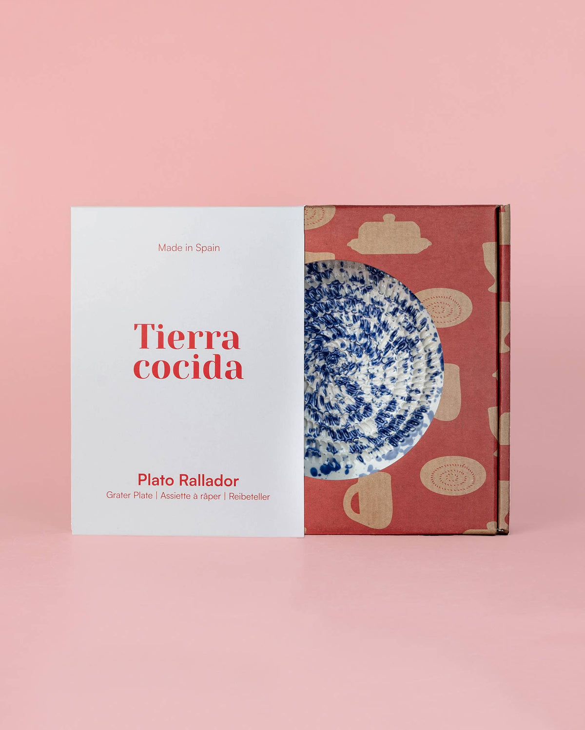 Assiette râpe à ail - Grande en céramique bleue - Perse