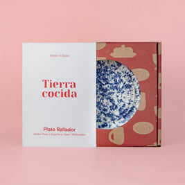 Assiette râpe à ail - Grande en céramique bleue - Perse