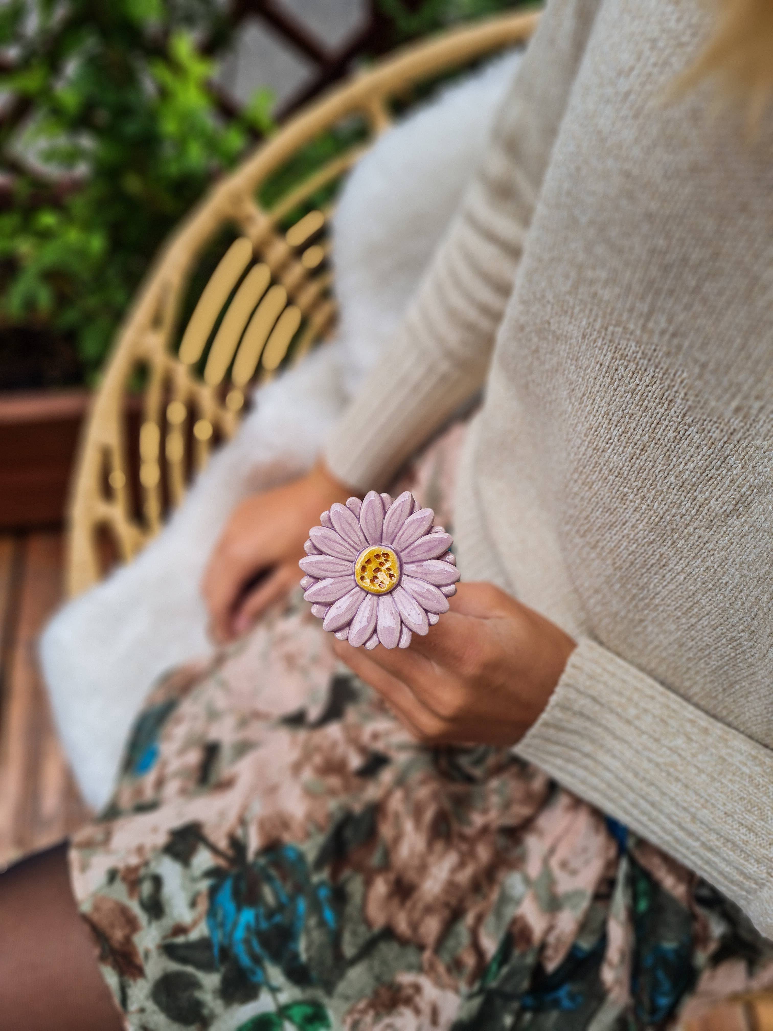 Gerbera en céramique diamètre env. 5 cm | tige 39 cm: Blanc
