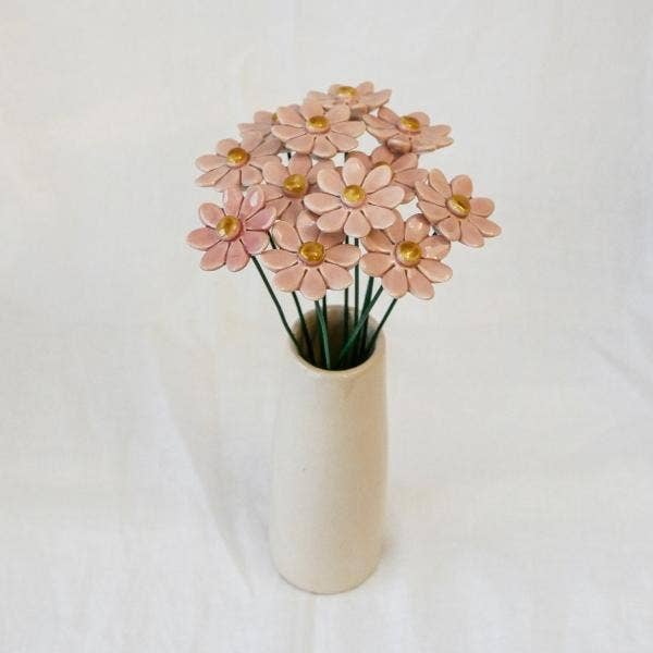 Marguerite en céramique diamètre env. 3,5 cm, tige 20 cm: Jaune