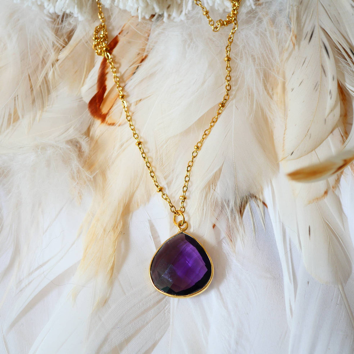 Collier Justine en acier inoxydable avec améthyste