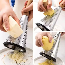 Râpe conique à fromage et légumes avec poignée en bois
