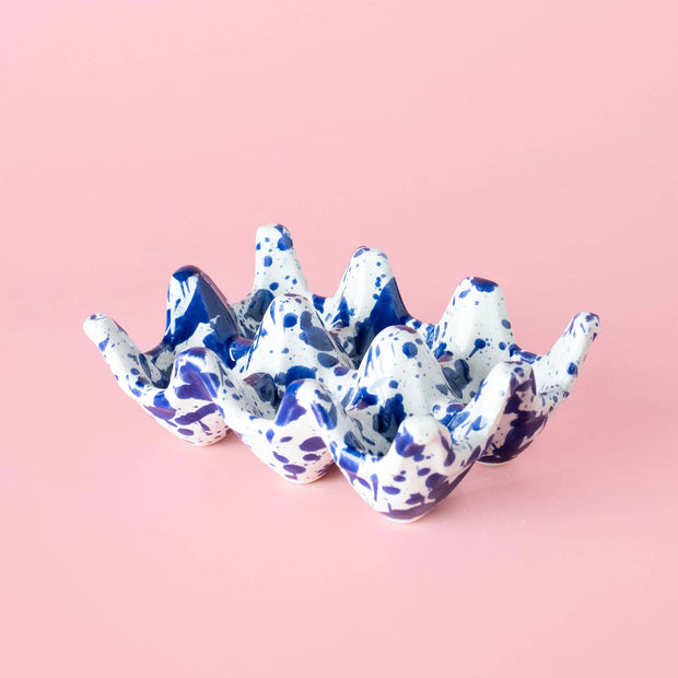 Porte-œufs en céramique pour 6 œufs - Bleu persan