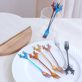 Fourchette à cerf pour Noël - Café, thé, dessert - 5 couleurs: Argent