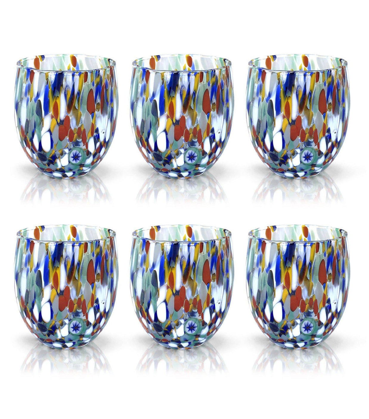 Verre à eau en verre soufflé « Les couleurs de Murano » - ARLECCHINO