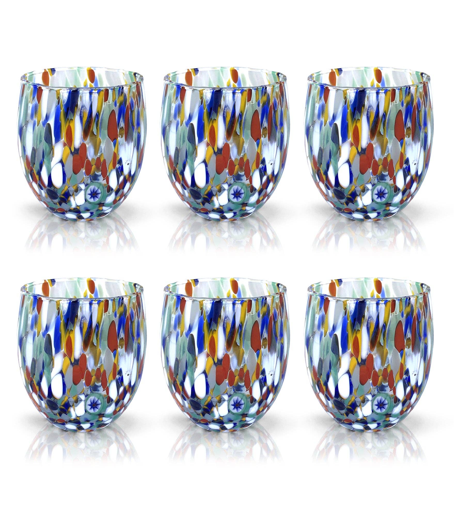Verre à eau en verre soufflé « Les couleurs de Murano » - ARLECCHINO
