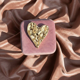 Velvet Heart - Boîte à bijoux de voyage en velours avec broche: Rosa