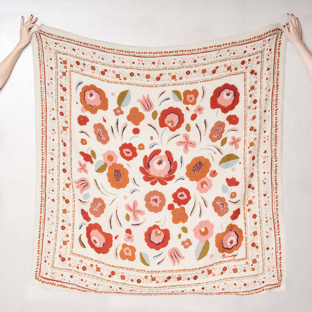 FOULARD LAINE ET SOIE BALKANS CRÈME