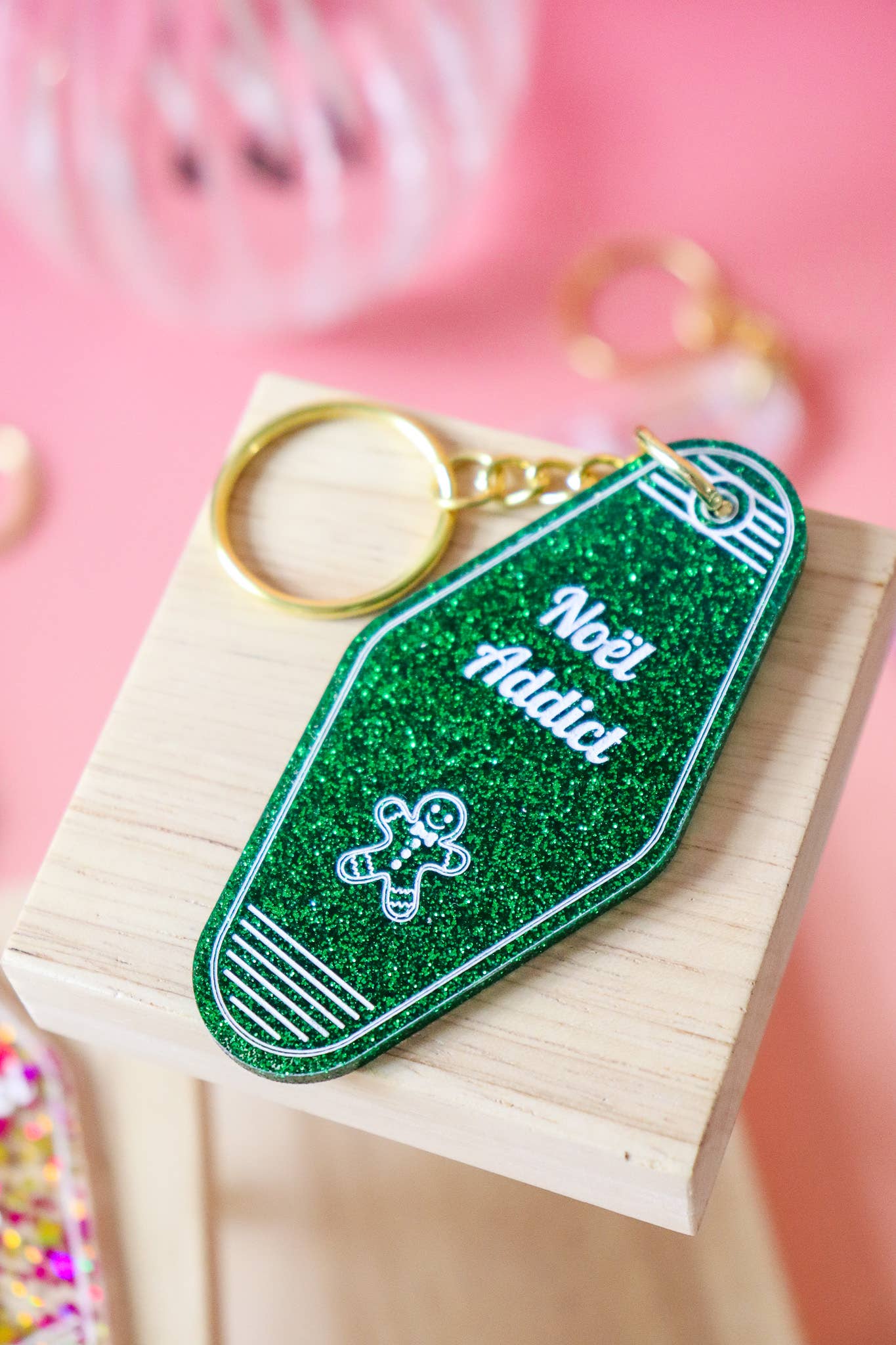 Porte clés Noël Addict: Paillettes vertes