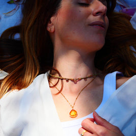 Collier Justine en acier inoxydable avec citrine