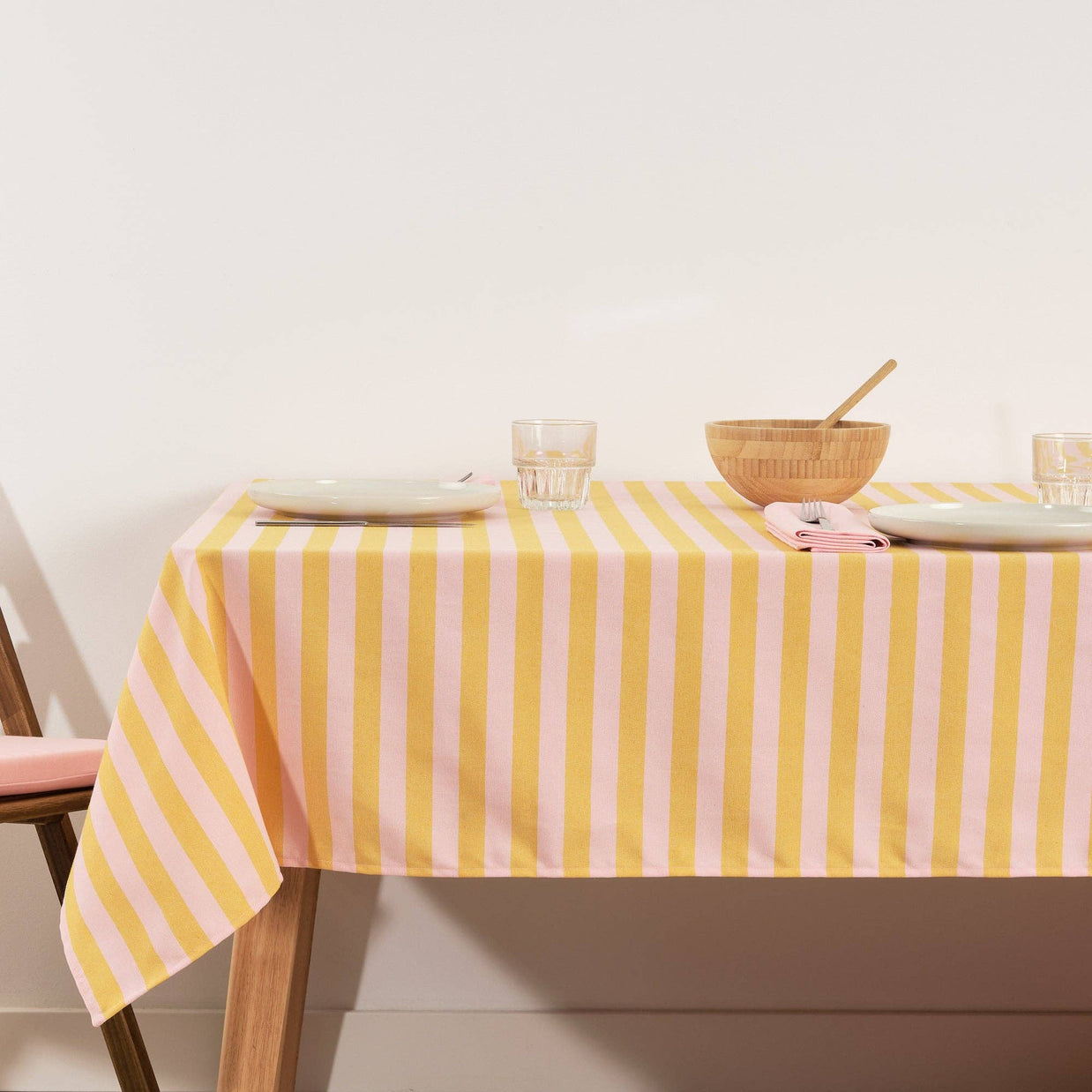 Nappe en jacquard Maglia Raya Rosa et Yema: 300 x 160 cm
