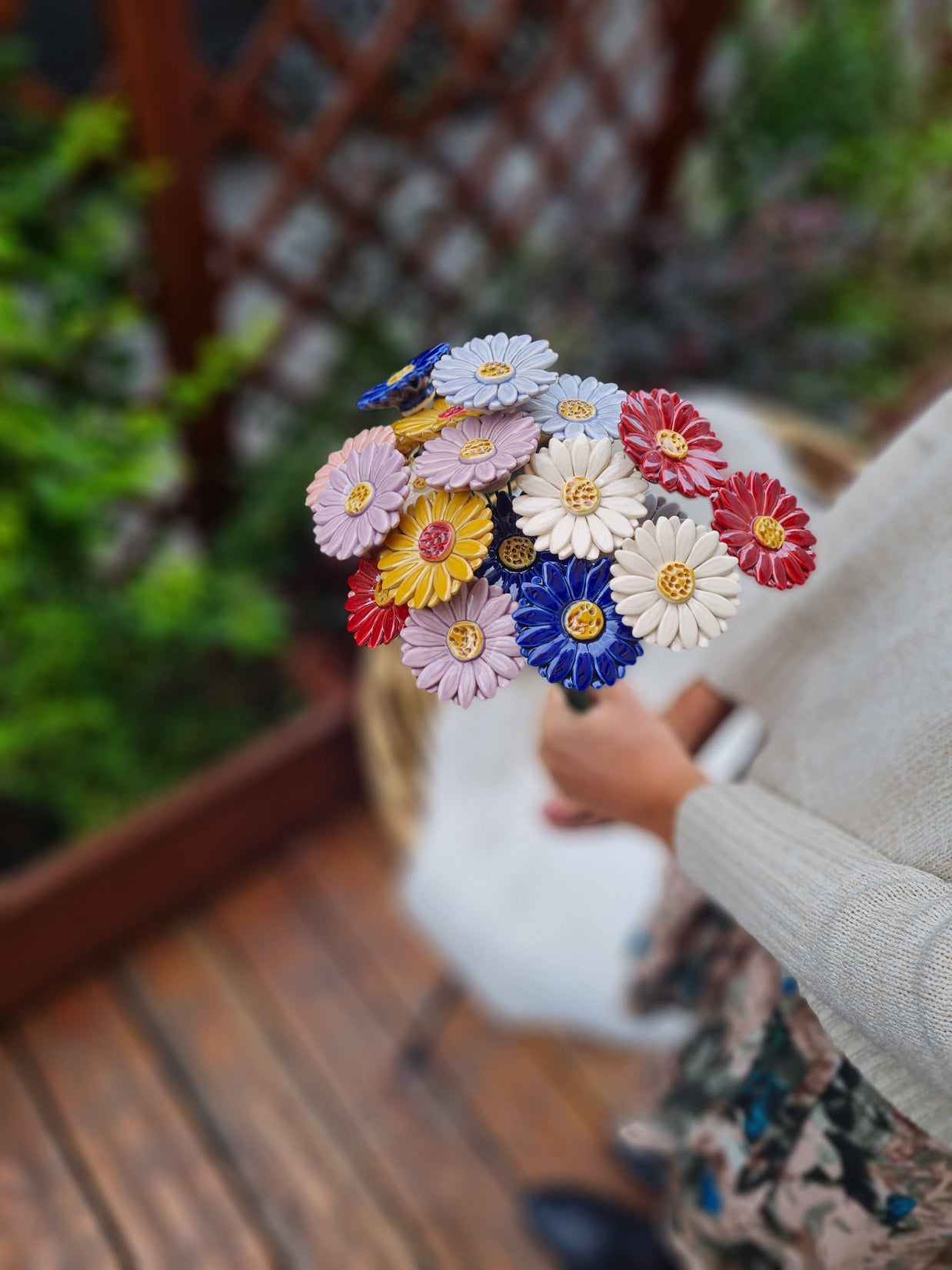Gerbera en céramique diamètre env. 5 cm | tige 39 cm: Jaune