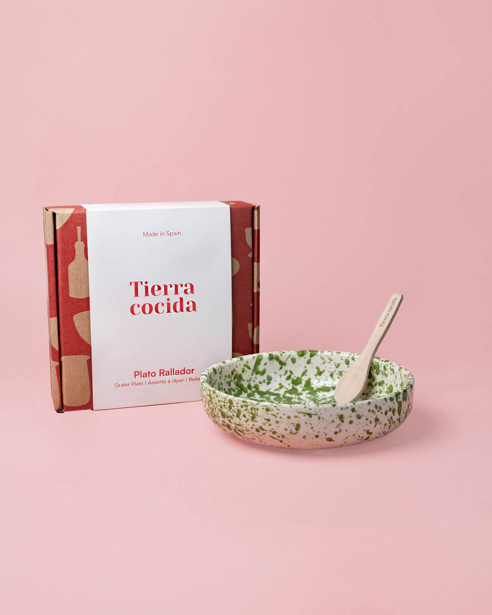Assiette râpe-ail - Grande céramique verte - Vert mousse