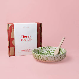 Assiette râpe-ail - Grande céramique verte - Vert mousse