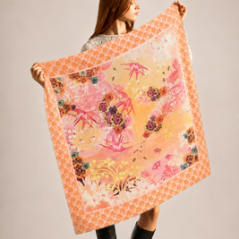 Foulard carré 90x90cm en cachemire imprimé ANÉMONE LILAS