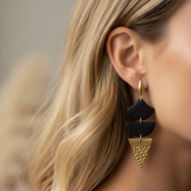 Black&Gold - boucles d'oreilles pendantes