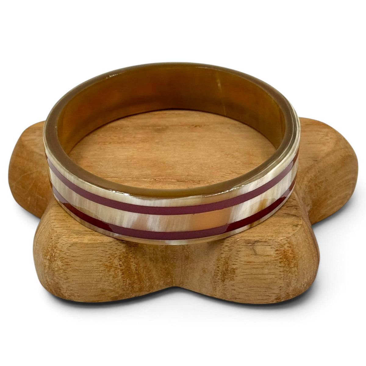 Jonc en corne de buffle 1.5 cm Bordeaux - C122: S