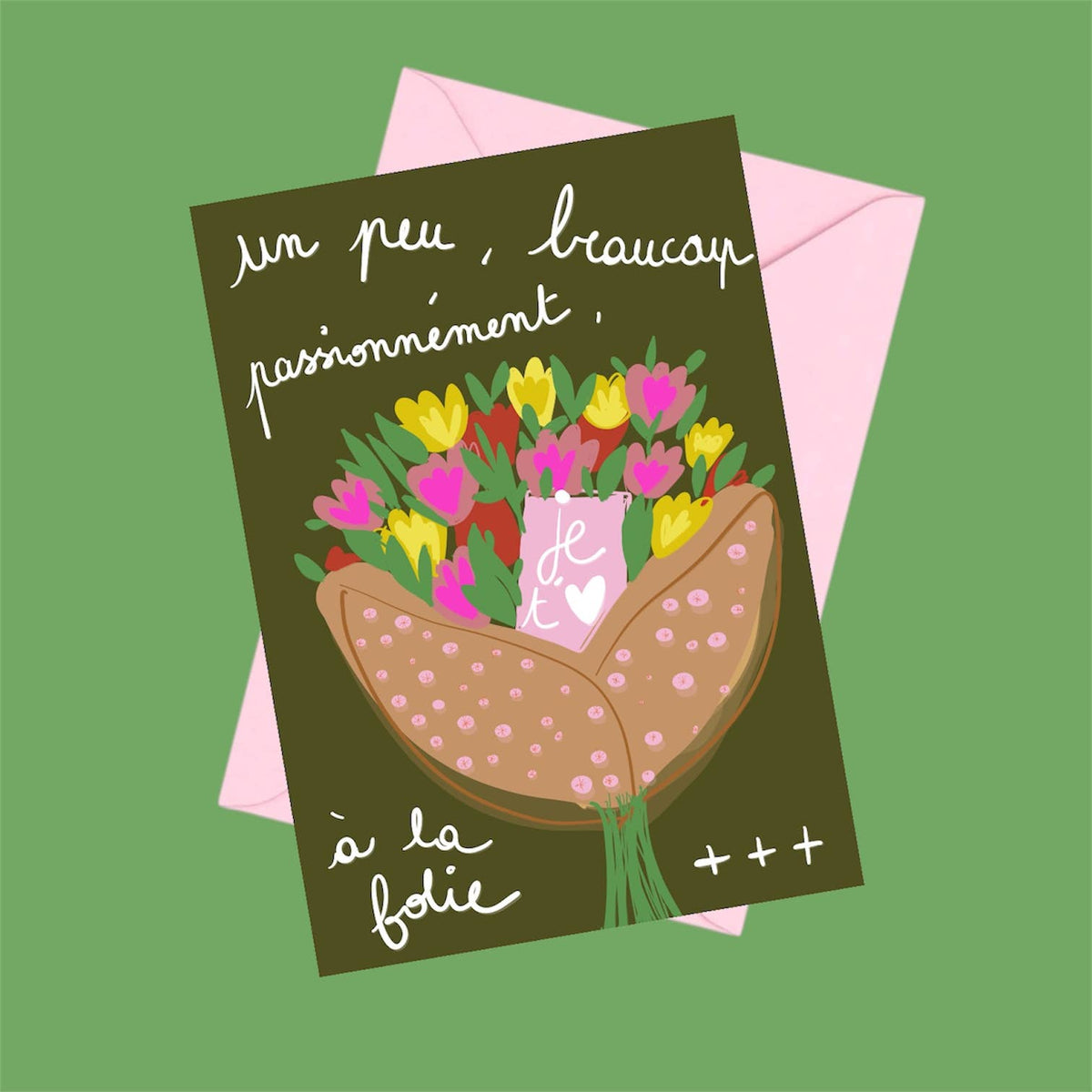 Carte postale bouquet je t'aime: Lot de 10 cartes avec enveloppes