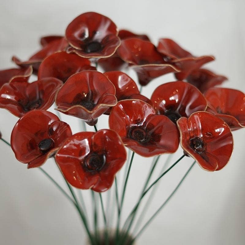 Coquelicot de diametre environ 5 cm, tige 39 cm: Rouge