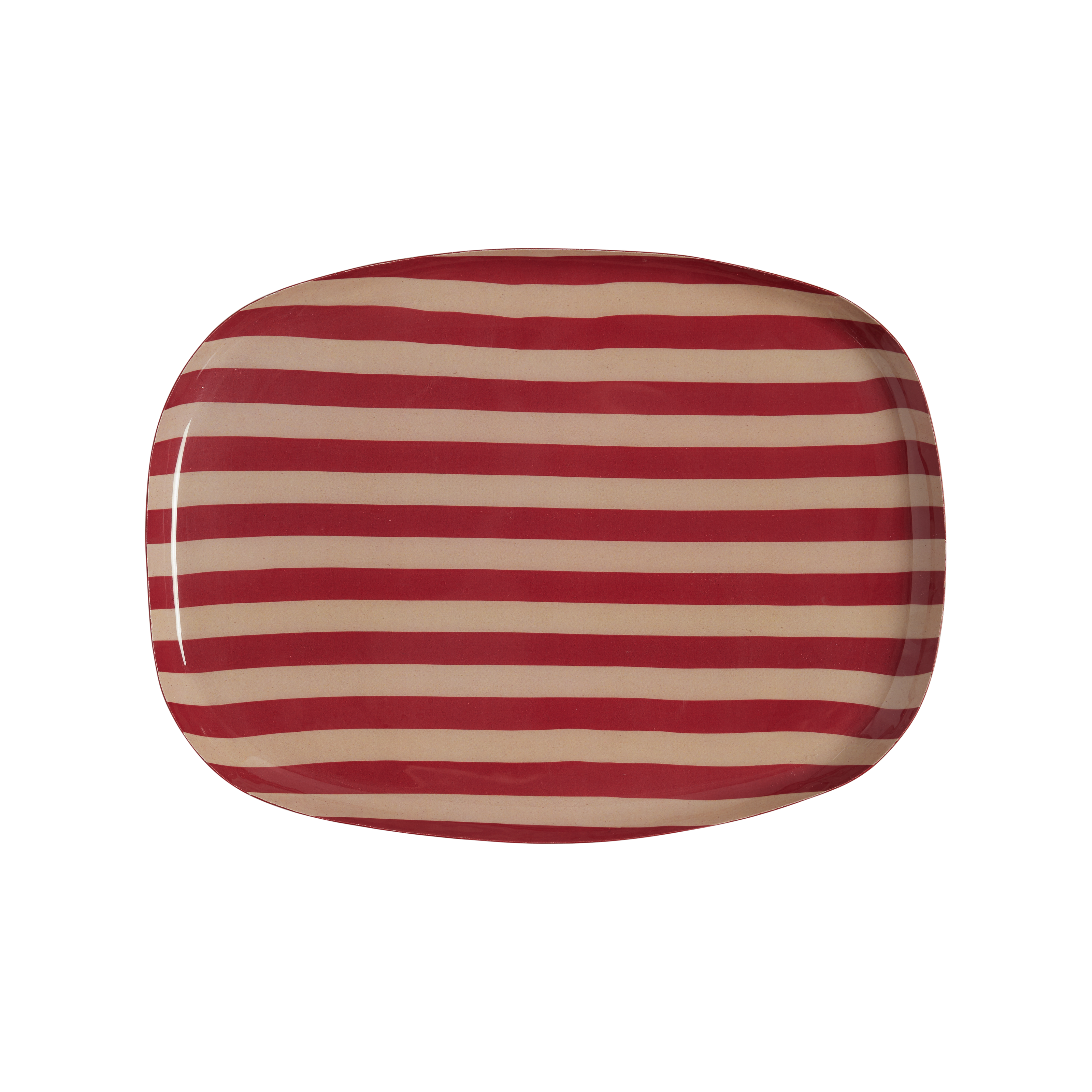 Plateau Coffee 25 cm - Rayures Bordeaux