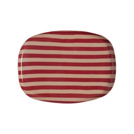 Plateau Coffee 25 cm - Rayures Bordeaux