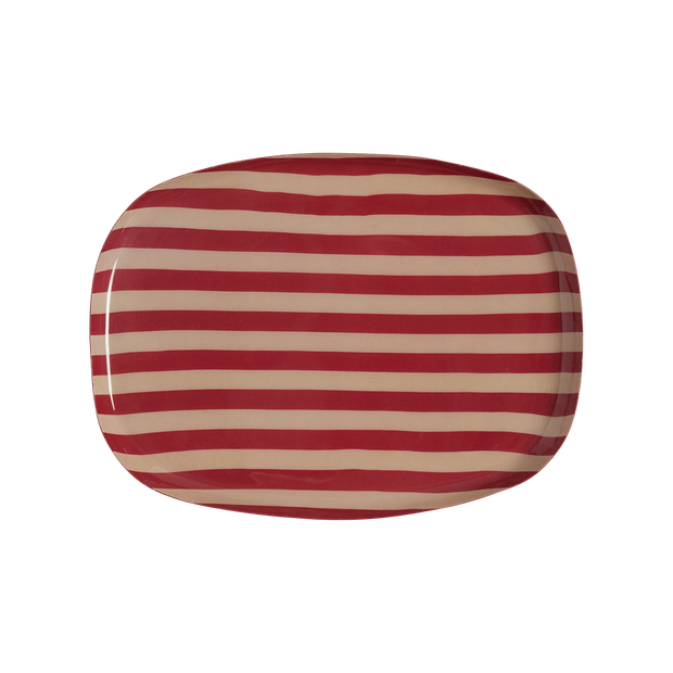Plateau Coffee 25 cm - Rayures Bordeaux