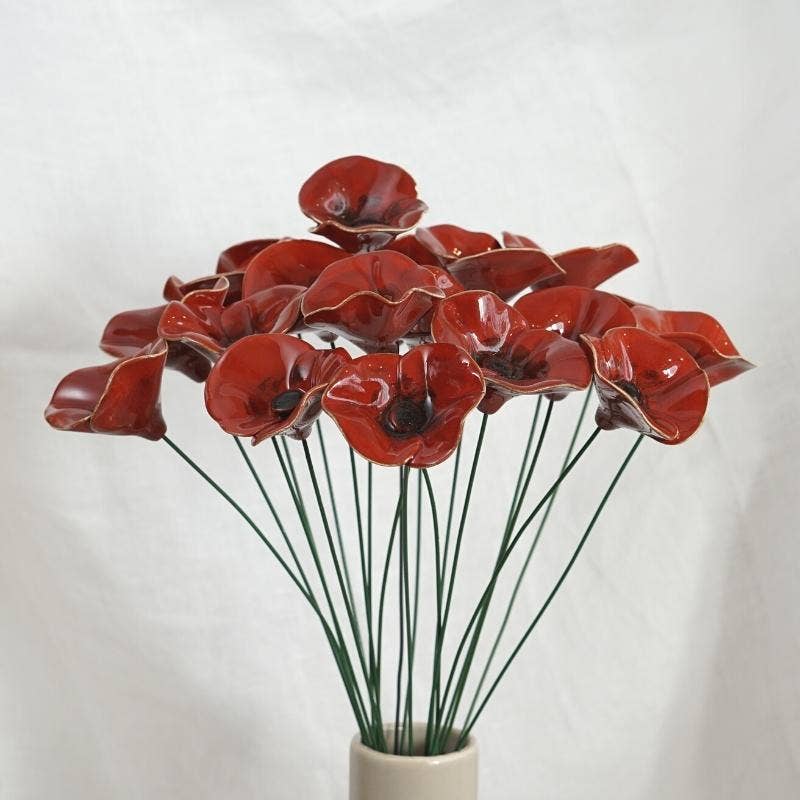 Coquelicot de diametre environ 5 cm, tige 39 cm: Rouge