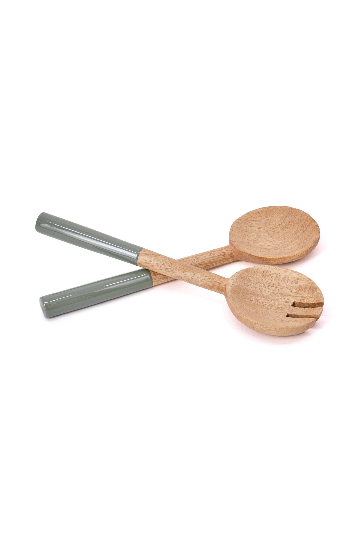 Couverts à salade KISHA en bois de manguier: Sauge / OS